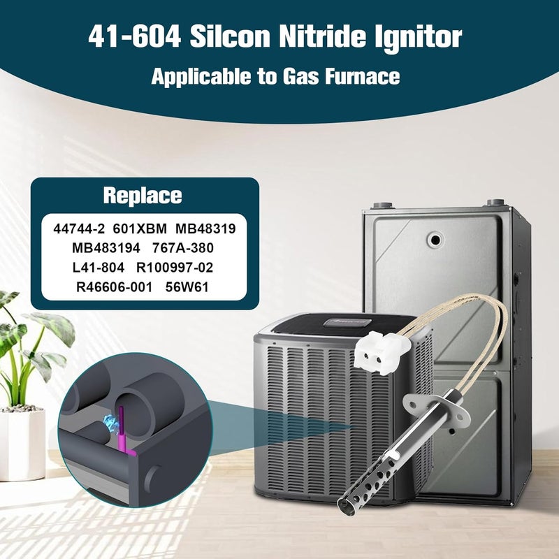 MOHTOL Upgraded 41-604 Furnace Hot Surface Ignitor Replacement Compatible with Robertshaw Armstrong Air Norton White-Rodgers Silicon Nitride Ignitor, 767A-380 Replace 44744-2 601XBM Mini Ignitor - Image 3